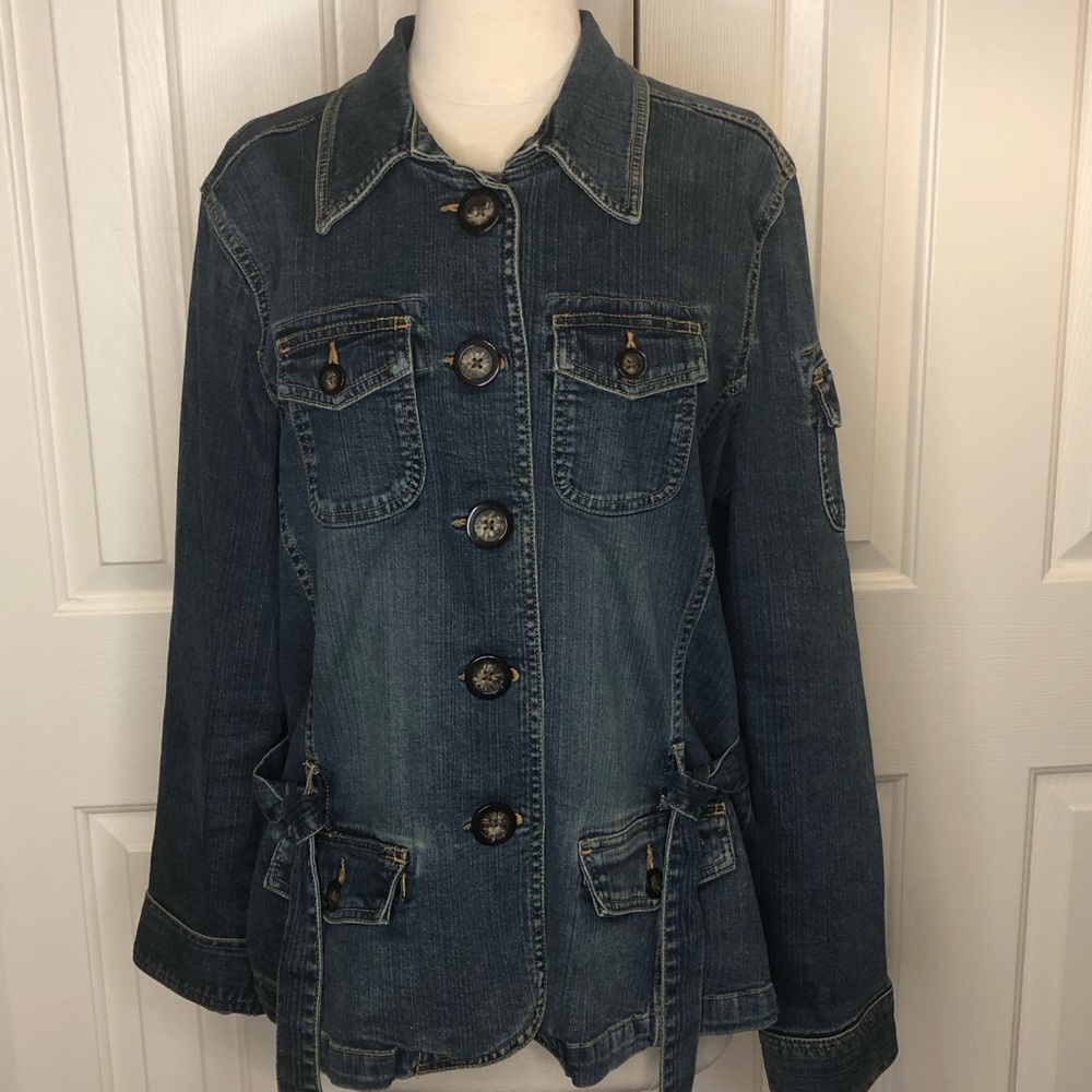 Mossimo Stretch Denim Jacket (Distressed Look) Xl - image 2